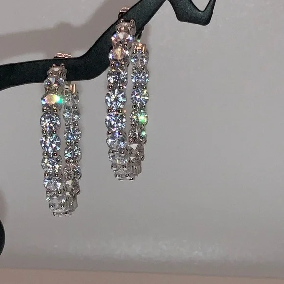 4ct Inside-Out Hoop Earrings - Picture 5 of 11